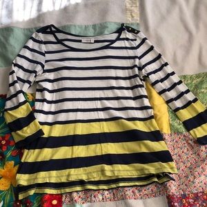 Pilcro and the letterpress Anthro striped tee shirt 3/4 sleeve embellished M